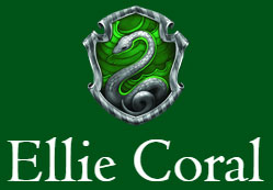 The Slytherin shield with the name Ellie Coral underneath.