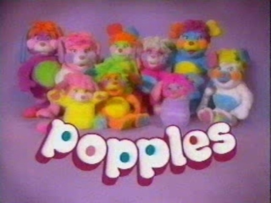 Popples title image featuring the entire Popples clan, including Pancake, Party, Putter, Prize, PC, Potato Chip, Puzzle, Pretty Bit, and Puffball.