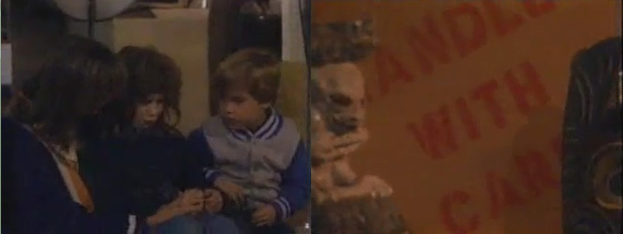 Side-by-side screenshots show Mom and Billy comforting Bonnie, and a closeup of a box that reads HANDLE WITH CARE.