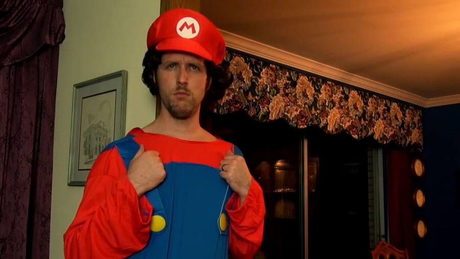 Donnie dressed up as Mario.